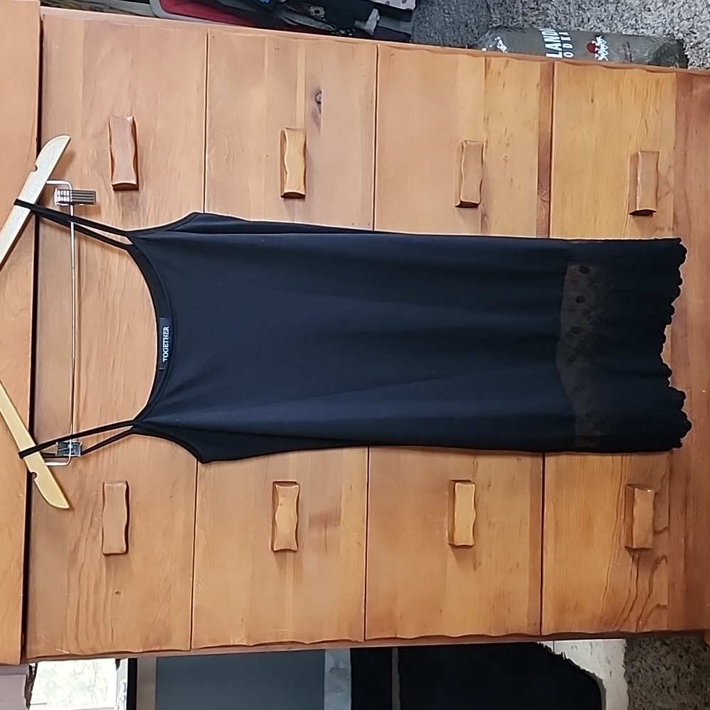Together: Dress Slip/Extender with Lace hem, Black, Medium